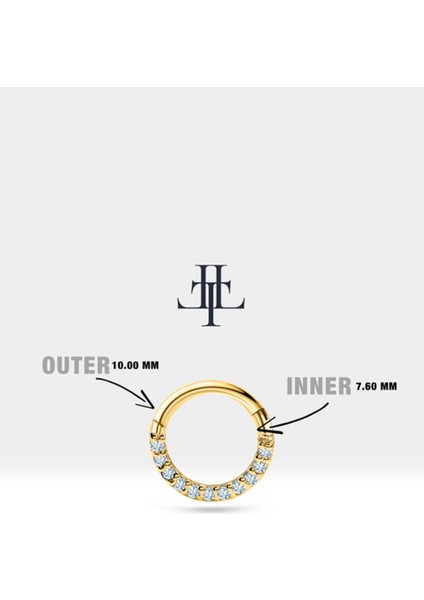 Dizi Pırlantalı Halka Piercing, 10-12 mm , 1.2 Mm, 14K Sarı-Beyaz-Kırmızı Altın | LC00002D modelleri