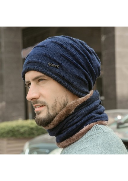 Şapka Erkek Yeni Sonbahar ve Kış Kadife Kalınlaşmış Sıcak Örme Şapka (Yurt Dışından)