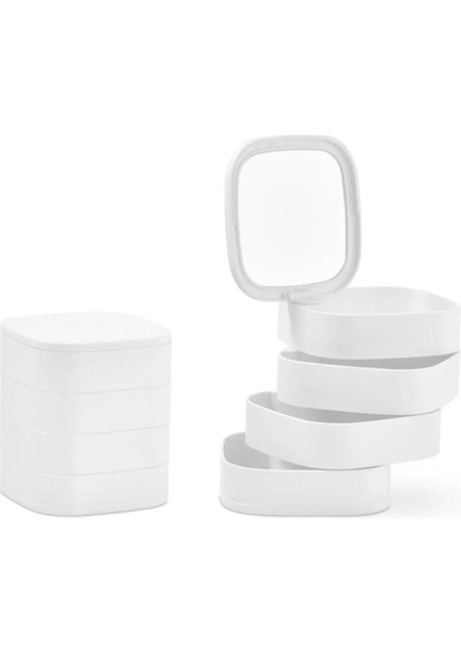 Aynalı 4 Katlı Kare Organizer (Beyaz) modelleri