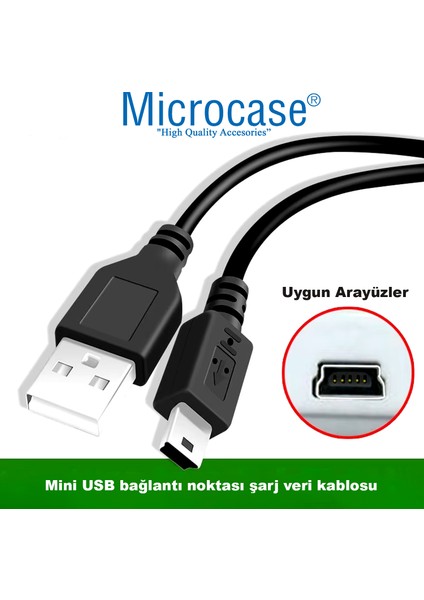 Mini USB Data Şarj Kablosu Kamera Mp3 Mp4 Ps3 Radyo Navigasyon Şarj Kablosu Piramit Uç 200CM AL4784