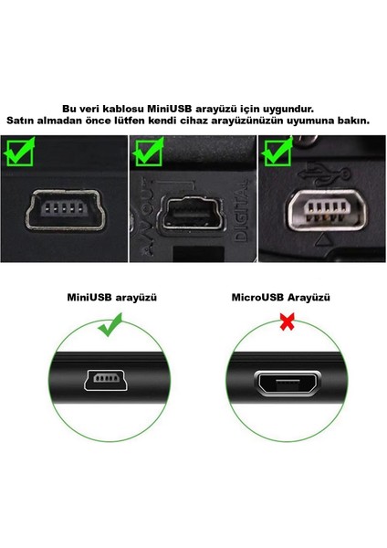Mini USB Data Şarj Kablosu Kamera Mp3 Mp4 Ps3 Radyo Navigasyon Şarj Kablosu Piramit Uç 200CM AL4784