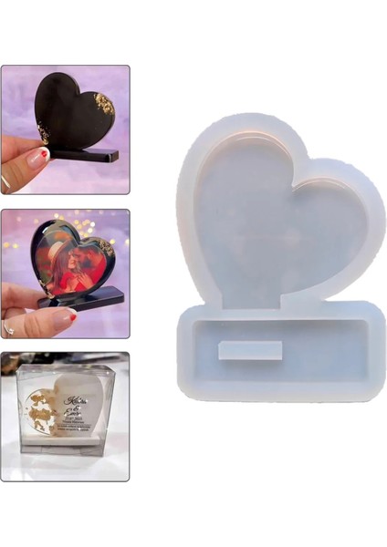 Epoksi Kalp Masa Süsü Resimlik Dekor Silikon Kalıbı