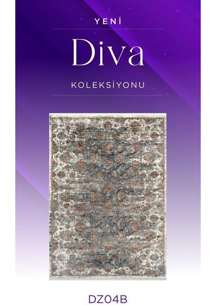 Diva DZ04B Mavi Multi Viskon Akrilik Yumuşak Dokulu Otantik Etnik Halı