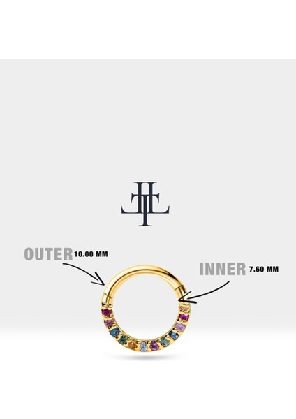 Dizi Renkli Safirli Halka Piercing, 10-12 mm , 1.2 Mm, 14K Sarı-Beyaz-Kırmızı Altın | LC00002MS modelleri