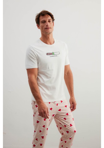 Erkek Pamuklu Kısa Kollu Pijama Üstü