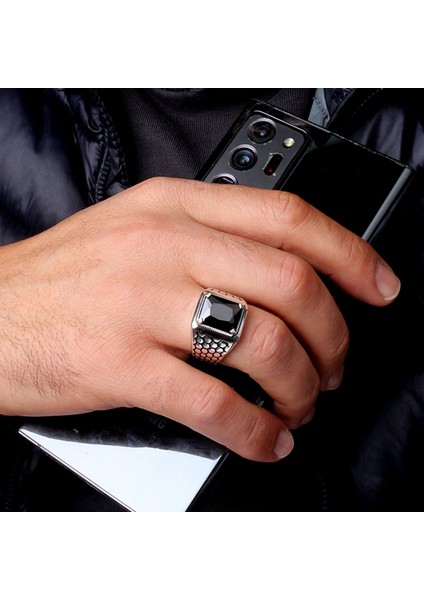 925 Ayar Gümüş Petek Model Zirkon Taşlı Model Erkek Yüzük modelleri