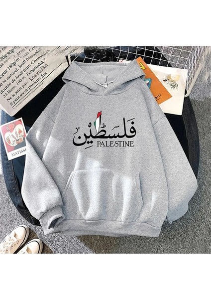 M.ç Store -Unısex Sweatshirt Love Of Palestıne Baskılı Hodies Kompakt Kumaş (Içi Pamuklu)