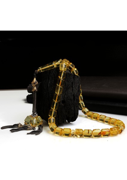 925 Ayar Gümüş Çift Renk Kapsül Kesim Orjinal Damla Kehribar Tesbih modelleri