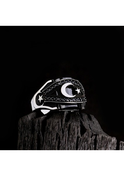 925 Ayar Mikro Taşlı Ayyıldız Model Yüzük