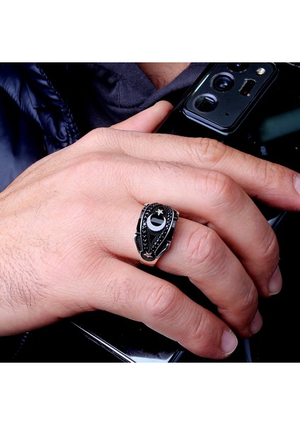 925 Ayar Mikro Taşlı Ayyıldız Model Yüzük modelleri