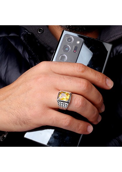 925 Ayar Gümüş Petek Model Zirkon Taşlı Model Erkek Yüzük modelleri