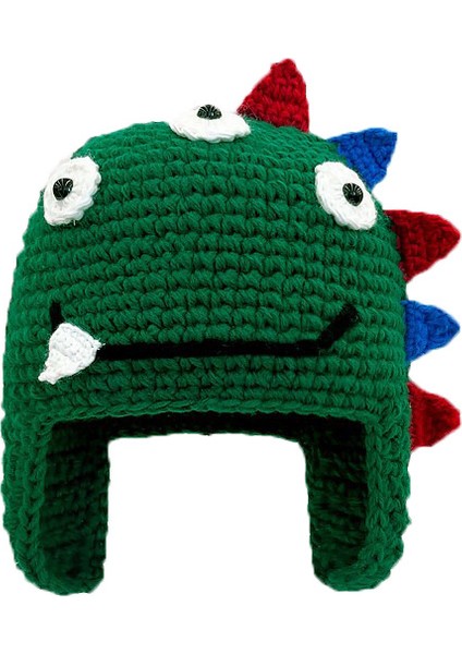 Sevimli Yumuşak Karikatür Küçük Dinozor Bere Kadın Sonbahar ve Kış Sıcak ve Eğlenceli Çok Yönlü Örme Kulak Koruma Şapka (Yurt Dışından)