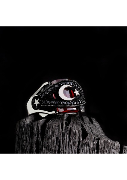 925 Ayar Mikro Taşlı Ayyıldız Model Yüzük