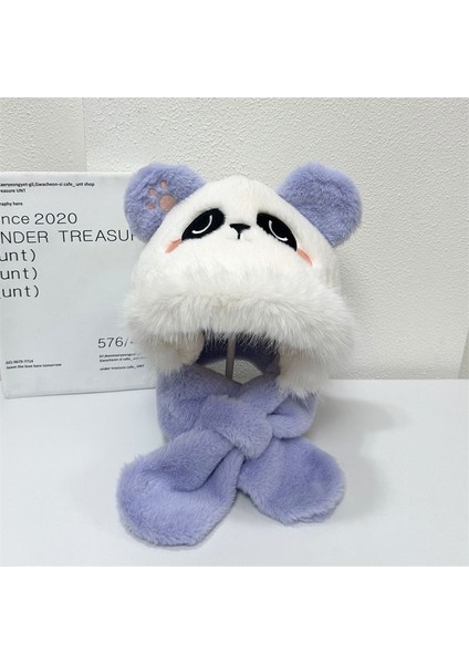 Çocuk Peluş Şapka Kış Panda Eşarp Erkek ve Dişi Bebekler Için Hepsi Bir Arada Şapka (Yurt Dışından)