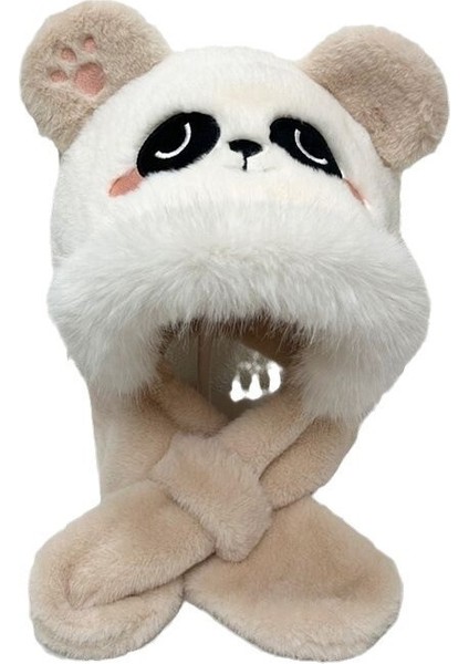Çocuk Peluş Şapka Kış Panda Eşarp Erkek ve Dişi Bebekler Için Hepsi Bir Arada Şapka (Yurt Dışından)