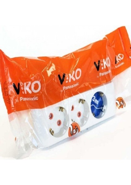 Üçlü Topraklı Uzatma Kablolu Grup Priz 3 Metre