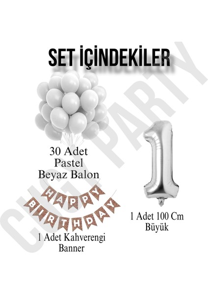 Retro Yaş Seçenekli I Doğum Günü Seti Beyaz Balon Gümüş Rakamlı fiyatları