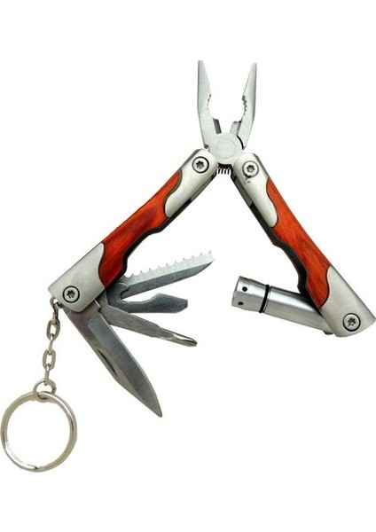 P 1172 Ahşap Mini Çok Amaçlı Pense / Çakı 7cm - Ahşap Metal Sap (Multitool)