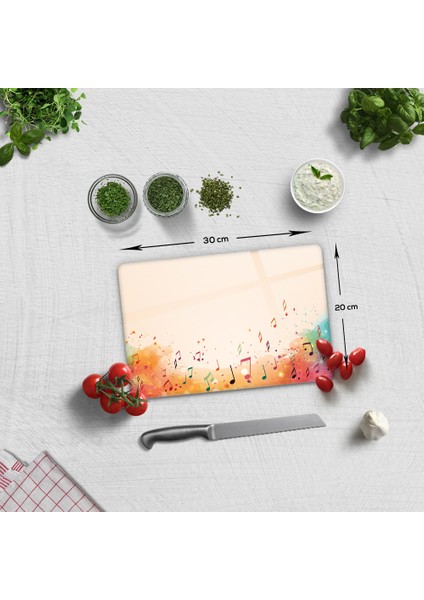 Cam Kesme Tahtası - Cam Kesme Tablası | Renkli Notalar | 20CM x 30CM fiyatları