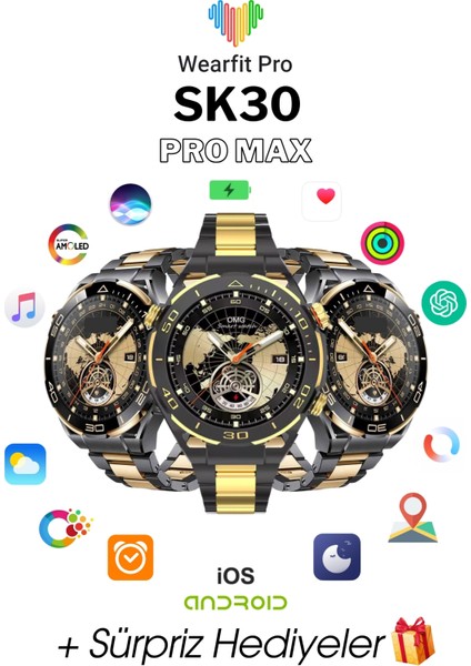 S30 Pro Max Amoled Ekranlı Ultimate Edition Metal + Silikon Kordonlu Akıllı Saat