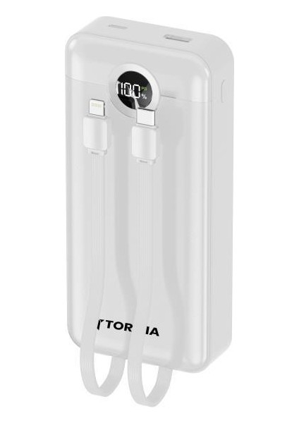 TRM-1015 Beyaz 10000MAH 2 Çıkışlı Taşınabilir Hızlı Şarj Dijital Göstergeli Powerbank