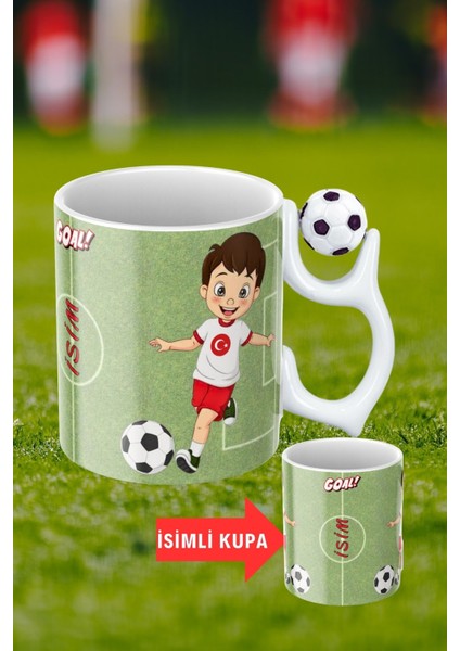 Siyah Beyaz Futbol Toplu Milli Takım Oyunculu Taraftar Isimli Baskılı Kupa Bardak