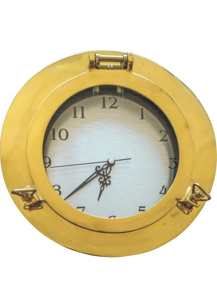 Pirinç Döküm Lumbozlu Duvar Saati Çap 30 cm