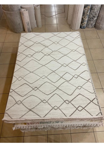 Karmen Halı H01887 Cizgili Salon Halısı ( 160X230) -Krem fiyatları