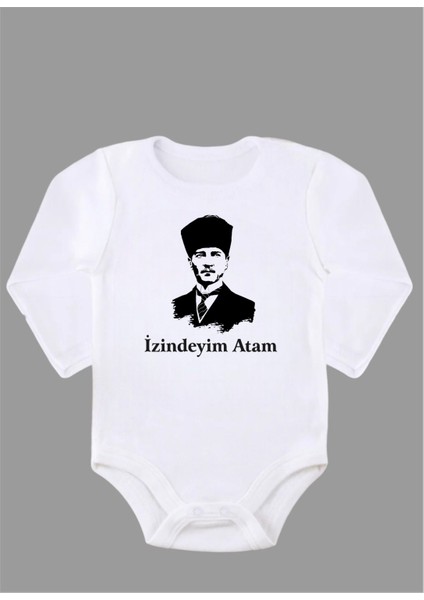Uzun Kollu Izindeyim Atam Baskılı Bebek Body ZBN267
