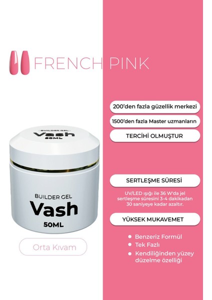 Protez Tırnak Jeli French Pink 50 ml Uv/led Protez Tırnak Jel - Builder Gel The Vash fırsatları