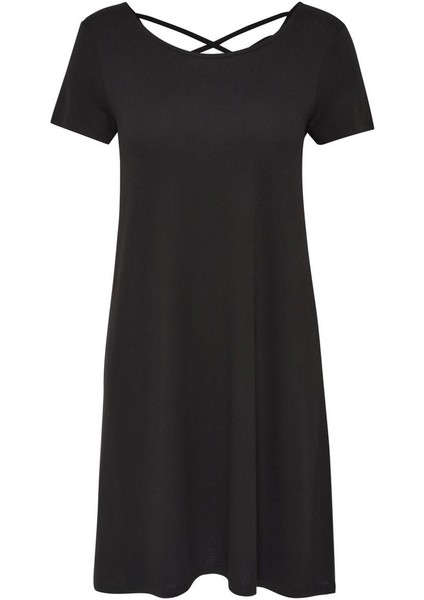 Only 15131237 On Yuvarlak Arka Capraz Bant V Yaka Kısa Kol Elbıse Siyah-M modelleri