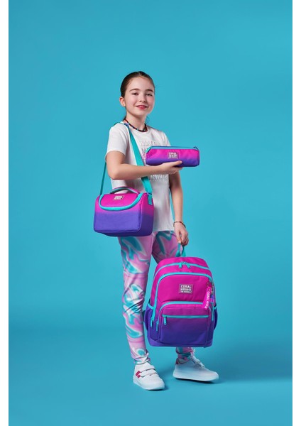 Coral High Pembe Mor Renk Geçişli 3’lü Okul Çanta Seti modelleri