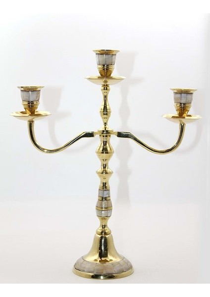 Pirinç Sedefli 3'lü Şamdan fiyatları