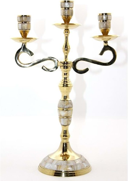 Pirinç Sedefli 3'lü Şamdan fiyatları