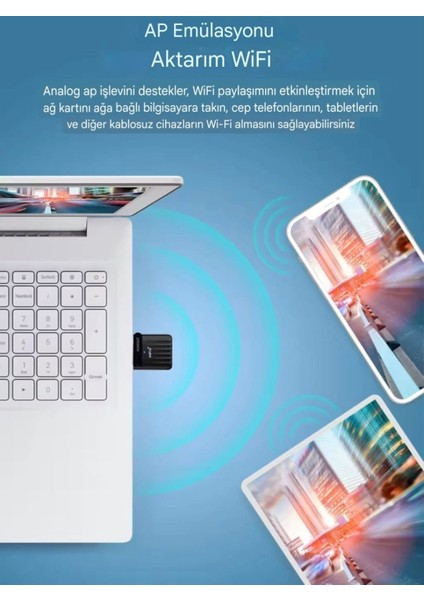 941AX Wifi-6 Mini Wifi Adaptörü CE Sertifikalı Süper Hızlı Çift Bant 600Mbps/5Ghz/2.4Ghz