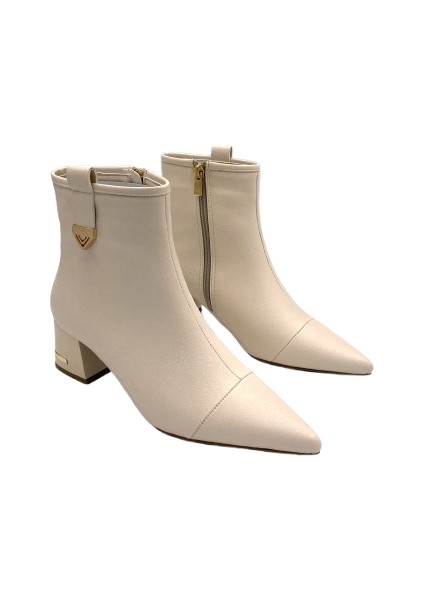 (Park Moda) Luni Fermuarlı Topuklu Kadın Bot Bej