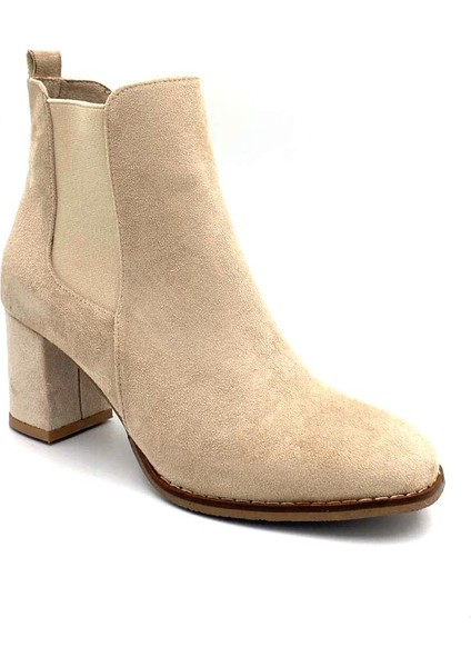 (Pine Cone) Dana Süet Topuklu Lastikli Kadın Bot Bej