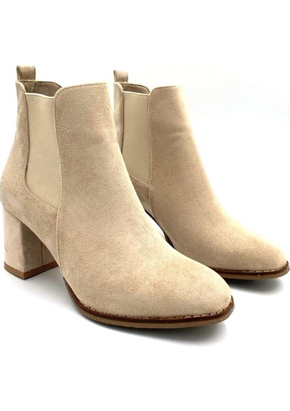 (Pine Cone) Dana Süet Topuklu Lastikli Kadın Bot Bej fiyatları