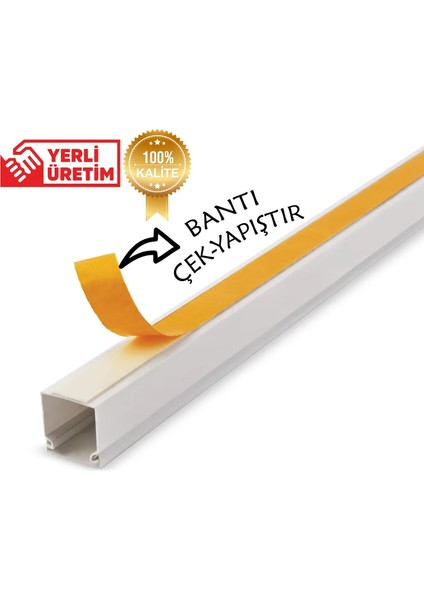 Extra Kendinden Yapışkanlı Açık Kahve Kablo Kanalı 12X12 1 Metre