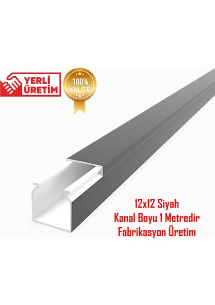 Extra Kendinden Yapışkanlı Siyah Kablo Kanalı 12X12 1 Metre