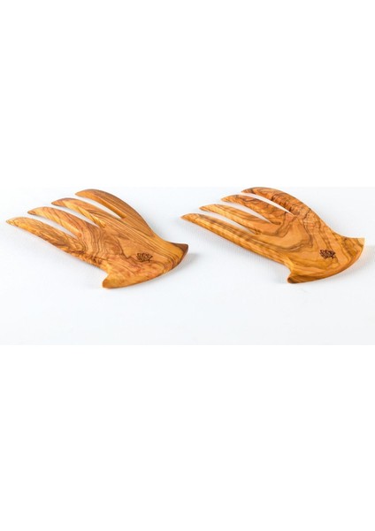 El yapımı ahşap salata çatalı, doğal ve şık tasarım, 15x9 cm, 1 kişilik set