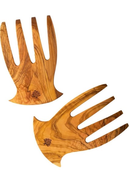 El yapımı ahşap salata çatalı, doğal ve şık tasarım, 15x9 cm, 1 kişilik set