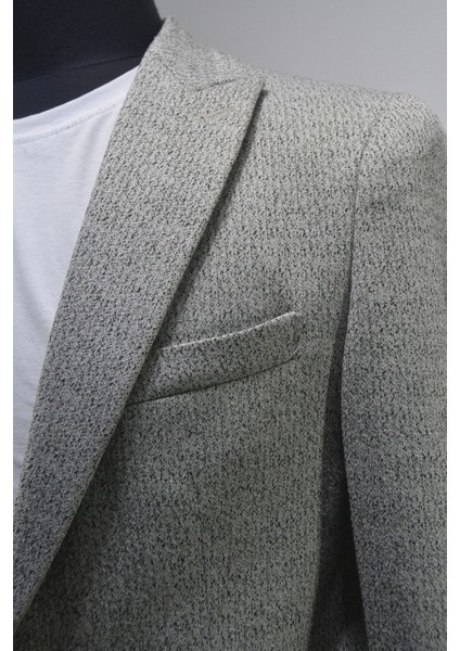 Gılapa Desenli Slimfit Erkek Tek Ceket Gri modelleri