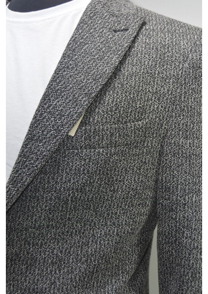 Gılapa Desenli Slimfit Erkek Tek Ceket Siyah modelleri