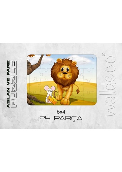Aslan ve Fare 24 Parça Ahşap Çocuk Puzzle