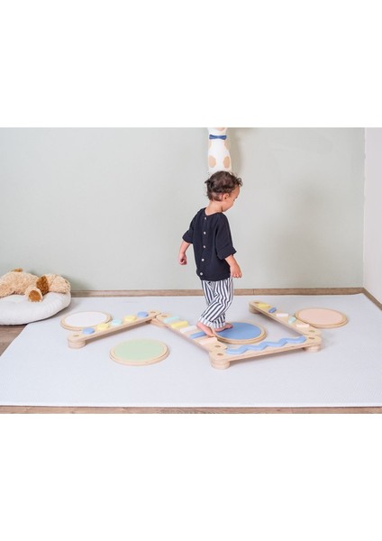 Montessori Doğal Ahşap Denge Kirişi