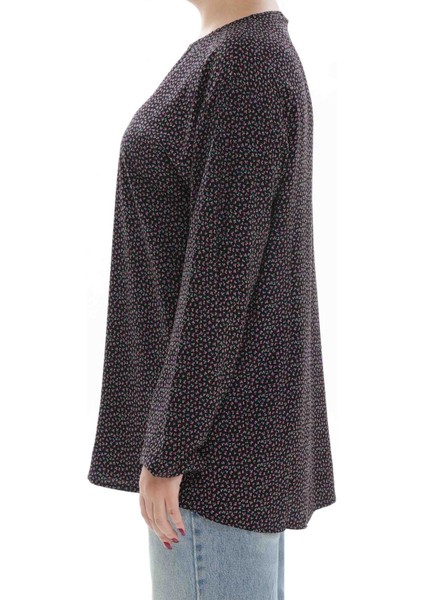 Siyah Desenli Pamuklu Büyük Beden Kadın Bluz fiyatları