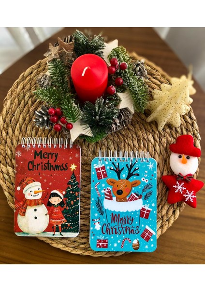 A6 Boy Christmas Magic Notepad Set – Yılbaşı Temalı 4’lü Not Defteri Seti Üstten Spiralli 40 Yaprak