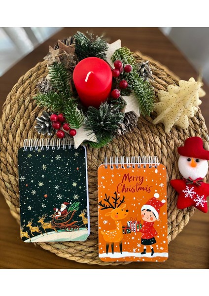 A6 Boy Christmas Magic Notepad Set – Yılbaşı Temalı 4’lü Not Defteri Seti Üstten Spiralli 40 Yaprak