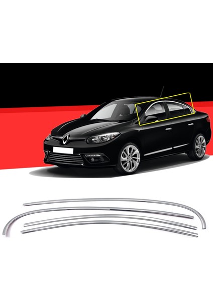 Renault Fluence Krom Cam Üst Çıtası 4 Prç 2010-2016